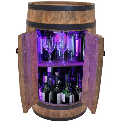 Immagine prodotto di Mobile bar in legno con illuminazione LED RGB Alimentazione USB Mobile bar rustico 80 cm