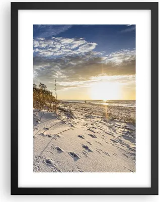 Produktbild von Gerahmtes Poster - Schwarzer Rahmen - Sand Gras Meer - 30x40 cm - Wand Bild - Wanddeko - Wandbilder - Kunstposter - Wandposter - Bilderrahmen - Bilder - Kunstdruck - Wanddekoration - P2BPA30x40-4781