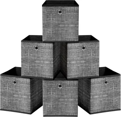 Produktbild von Famanu Aufbewahrungsboxen Grau und Schwarz - 33 x 33 x 33 cm - stabil und vielseitig einsetzbar