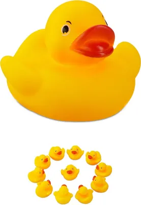 Zdjęcie produktu dla Klasyczne kaczuszki, które kwaczą - 5 cm - 12 sztuk - Zabawki do kąpieli - Stoją prosto - Dla dużych i małych - Żółte