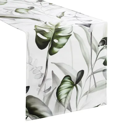 Produktbild von Eurofirany 468250, Rechteckig, Weiß, Polyester, Tischläufer, Blättermuster, 40 x 140 cm