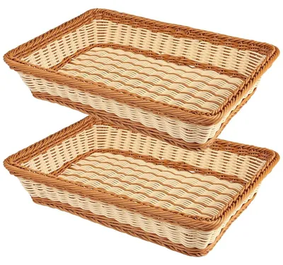 Produktbild von Set aus 2 handgewebten Brotkorben aus Poly-Rattan