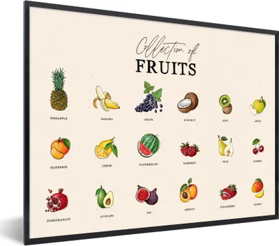 Produktbild von MuchoWow® Gerahmtes Poster Obst - Küche - Lebensmittel 80x60 cm - Poster mit Schwarzem Bilderrahmen Wandposter Rahmen Foto Bilder - Schwarzem - Mit Gestell