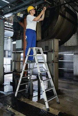 Produktbild von Alu-Stehleiter 2x8 Stufen clip-step R13 Gesamthöhe 1, 85 m Arbeitsh. bis 3, 40 m