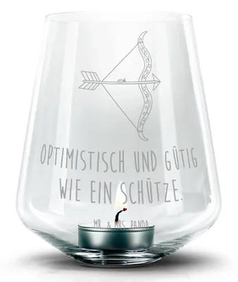 Produktbild von Mr. & Mrs. Panda Kerzenhalter Glas Sternzeichen Schütze - Transparent - Geschenk, Laterne, Teelichthalter, Geburtstag November, Windlicht, Dezember, Schützenfest