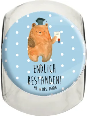 Produktbild von Mr. & Mrs. Panda Süßigkeitenglas Bär Prüfung XL 2000ml - Blau Pastell - Geschenk, Abschlusszeugnis, Kaffeedose, Vorratsbehälter, Lebensmittelbehälter, aufbewahrungsglas