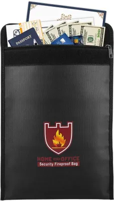 Produktbild von Famanu Dokumententasche feuerfest - wasserdicht - mit Reißverschluss - Schutz für Dokumente - Schwarz - langlebiges Material