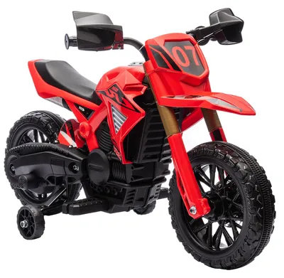 Immagine prodotto di AIYAPLAY Moto Elettrica per Bambini 3-8 Anni con 12V Doppi Motori, Rotelle e Clacson, 3 km/h, Capacitš€ 30kg, Rosso