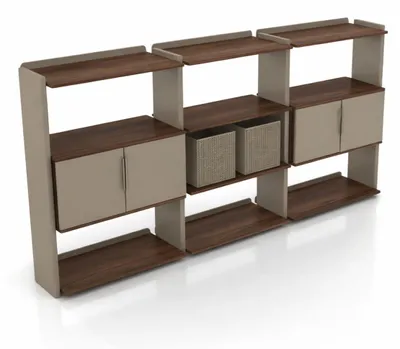 Zdjęcie produktu dla Regal do salonu, nowoczesny, modułowy, drewniany, beżowy, system