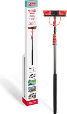 Produktbild von Umuzi Cleaning Umuzi Cleaning - Teleskop Waschbürste - 4,6m - mit Seifenspender & Zubehöhr - für Fenster/ Fassade & Haus - Schwarz/Rot