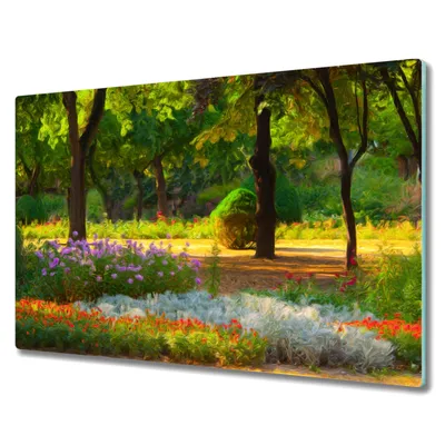 Produktbild von Coloray Kochplattenabdeckung Herdabdeckplatte 80x52 cm Hackbrett Schneidebrett Küchenbrett - Waldblumen