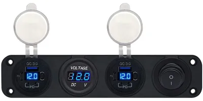 Produktbild von ProRide 12V USB-Autoladegerät 6 Ports QC3.0 mit Voltmeter und Schalter
