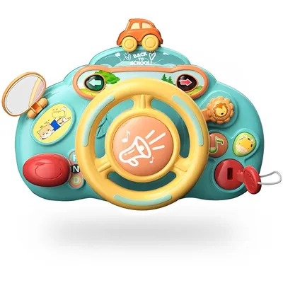 Produktbild von Kinder Lenkrad Spielzeug - Sound & Licht Auto Simulation - Interaktives Rennlenkrad, Pädagogisches Fahrspielzeug für Babys ab 3 Monaten, Grün