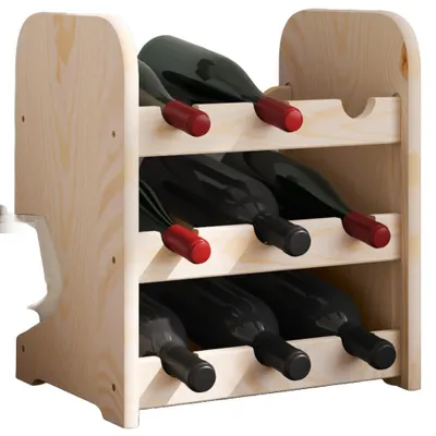 Productafbeelding van Wijnrek, 25 x 33 x 37 cm, grenenhout, naturel