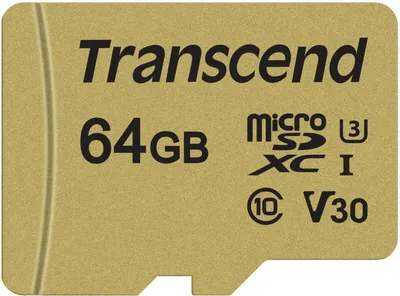 Produktbild von Transcend 500S - Flash-Speicherkarte (microSDXC-an-SD-Adapter inbegriffen) - 64 GB - Video Class V30 / UHS-I U3 / Class10 - microSDXC