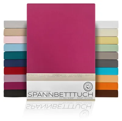 Produktbild von Spannbetttuch Bettlaken aus gekämmter Baumwolle Premium Jersey 160g/m²,200x200cm,Bordeaux, Matratzenart:Topper