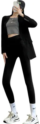 Produktbild von KOEMCY Thermo Leggings Damen High Waist Thermoleggins Schwarz Lang Hose Warm Sportleggins Strumpfhosen Thermohose Laufhose Winterkeid Fitness Hosen Sport Legging(L)