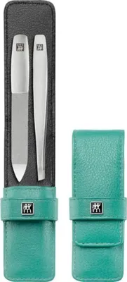 Produktbild von ZWILLING professionelle Maniküre Set 2tlg. mit Pinzette und Feile, Leder, Mint