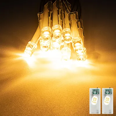LED-Lichtschnur, 10 LEDs, Timer, warmweiß, 2 Stück