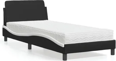 Produktbild von vidaXL Bett mit Matratze "Dover" Schwarz und Weiß 90x200 cm Kunstleder