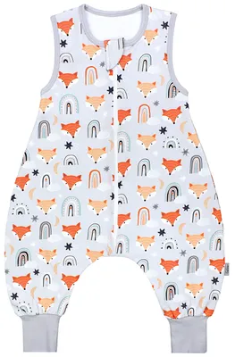 Produktbild von TupTam Sommer Schlafsack mit Füßen 0.5 TOG  e Materialien, Farbe: Fuchskopf Regenbogen Grau Orange , Größe: 104-110