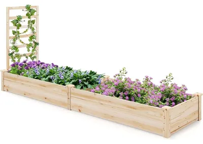 Immagine prodotto di Aiuola rialzata con griglia per piante rampicanti - Vaso per fiori - Legno di abete - Per il giardino - 235 x 63 x 102 cm