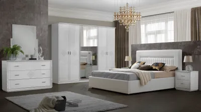 Produktbild von Modernes Schlafzimmer Set New Gemma in Weiß / Silber