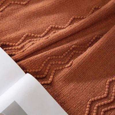 Produktbild von Unyqoos® Wohndecke 150 x 200 cm – gestricktes Wellenmuster, 100%.Polyacryl, weich & warm, einfarbig Sofa‑ und Bettdecke, Weiß