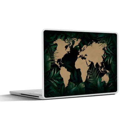 Produktbild von MuchoWow® Laptop Aufkleber Sticker Cover Weltkarte - Pflanzen - Tropische Pflanzen 30x21 cm - Sticker für Laptop - Selbstklebend