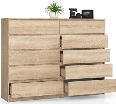 Image de BDW Commode, 10 tiroirs, beaucoup d'espace de rangement Salon, Chêne Sonoma