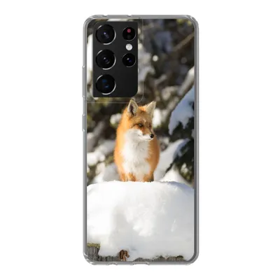 Produktbild von MuchoWow® Handyhülle Schutzhülle Hülle für Samsung Galaxy S21 Ultra Fuchs - Schnee - Baum Silikon Softcase Handy Hülle - Mobiltelefon