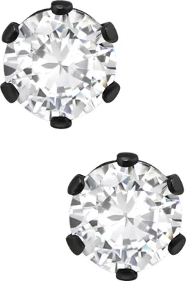Produktbild von Runde 4 mm Ohrstecker aus Edelstahl mit Zirkonia