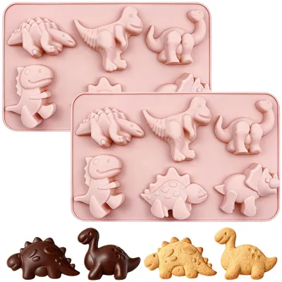 2er Set Dinosaurier-Silikonform für Schokolade, DIY Backform