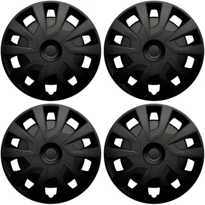 Produktbild von Radzierblenden 16 Zoll Schwarz Matt Wohnmobil Camper Radkappen 4er Set für Transporter Stahlfelgen gewölbt