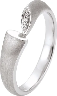 Produktbild von Gr. 58 Damen Ring 585 Gold Weißgold matt 3 Diamanten Brillanten