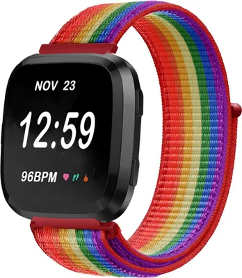 Produktbild von Nylon Smartwatch Armband - Geeignet für Fitbit Versa / Versa 2 Nylonband - Regenbogen - Strap-it Uhrenarmband / Armband / Armbänder