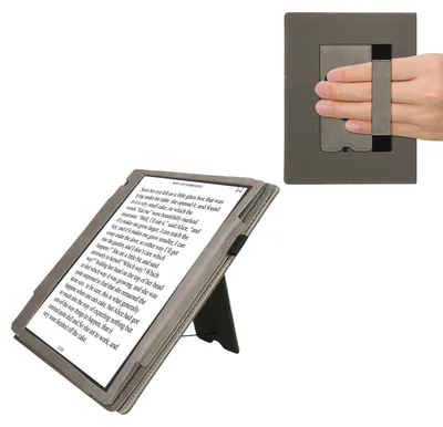 Produktbild von kwmobile Schutzhülle kompatibel mit Pocketbook InkPad Eo / Bigme InkNote Color+ Flip Hülle - Cover mit Handschlaufe - Kompass Vintage Grau