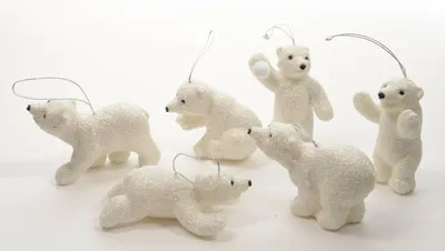 Produktbild von Kaemingk Weihnachtsfigur Eisbär, festliche Dekoration in Weiß mit Glitzer