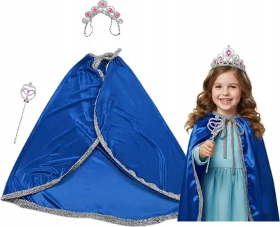 Produktbild von Fee Kostüm Mädchen Set Umhang Zauberstab & Krone - Magische Verkleidung Karneval 110-135cm