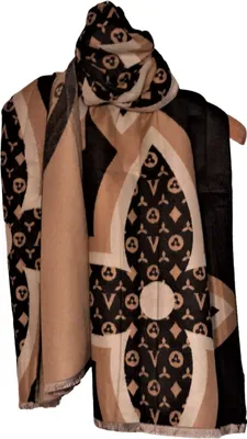 Produktbild von Damen Schal warme Strickschal Designer Muster 70x190cm mit Goldfaden Schals (2)