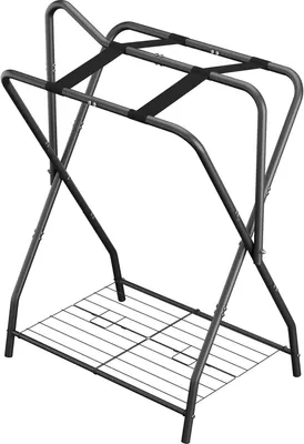 Productafbeelding van Zadelrek Paard - Zadelstandaard Opvouwbaar - Zadels Opbergen - Draagbaar Ontwerp - 72 x 40 x 104 cm - Zwart