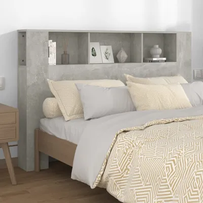 Image de The Living Store Tête de lit avec étagères gris béton 160x18,5x104,5 cm