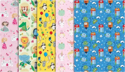 Zdjęcie produktu dla Papier ozdobny do pakowania dla dzieci Mix Wzorów 200x70cm Na Prezent