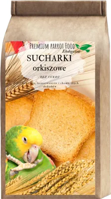Immagine prodotto di Fette biscottate di farro biologiche - Colazione per pappagalli - Piatto per la colazione dei pappagalli o pranzo caldo o freddo per tutti i pappagalli 50G