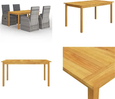 Produktbild von vidaXL 5 tlg. Garten Essgruppe Grau - Garten-Essgruppe - Garten-Essgruppen - Gartenmöbel - Gartenmöbel Set