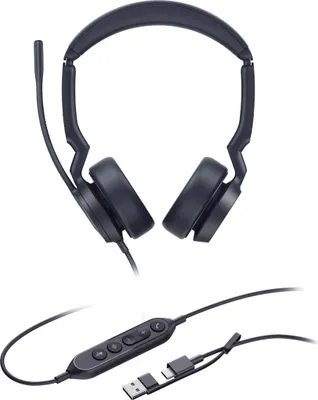 Produktbild von Yealink UH44 Dual UC USB-C/A Headset, Kabelgebunden, 20 - 20000 Hz, Büro/Callcenter, 162 g, Kopfhörer, Schwarz