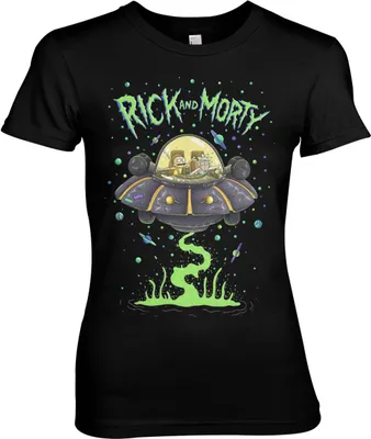 Produktbild von Rick And Morty Spaceship Girly Tee - Small - Black