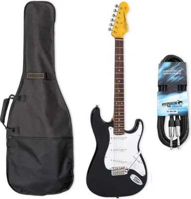 Zdjęcie produktu dla Gitara elektryczna Vintage V6BB Reissued Boulevard Black z futerałem i kablem