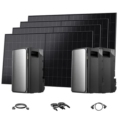 Produktbild von Balkonkraftwerk mit Speicher 3840Wh, EcoFlow Stream Ultra All-in-One Speicher mit 2x Stream AC Pro , LONGi 2100W Solarmodule für Balkonkraftwerk
