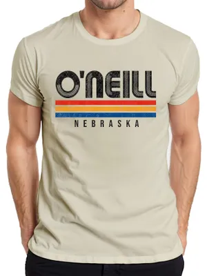 Produktbild von O'Neill Nebraska Vintage Retro 70s 80s Style Streifen USA Amerika Herren T-Shirt, Natur, 3XL